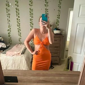 ORANGE CUT OUT DRESS